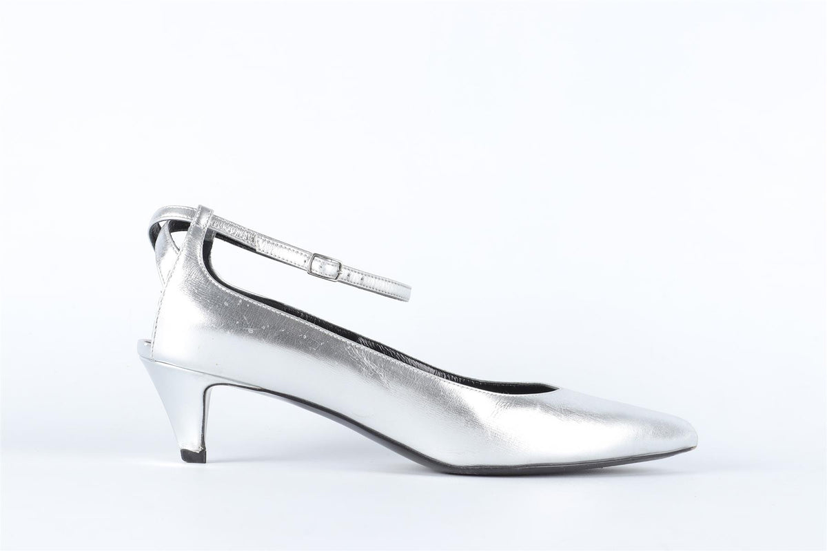 CELINE SILVER LEATHER PUMPS EU 38 UK 5 US 8