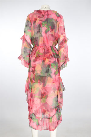 MISA LOS ANGELES PINK CHIFFON MAXI DRESS MEDIUM