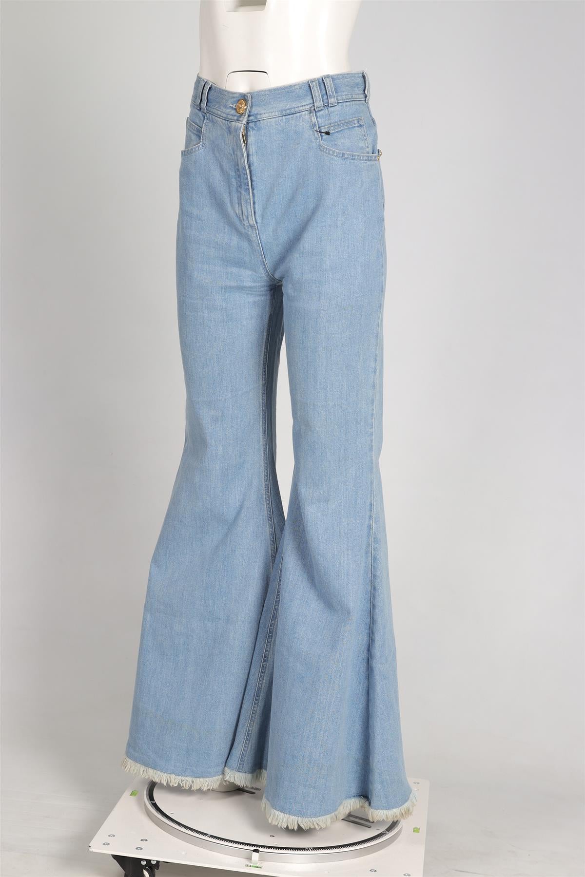 BALMAIN BLUE HIGH RISE FLARED JEANS FR 40 UK 12