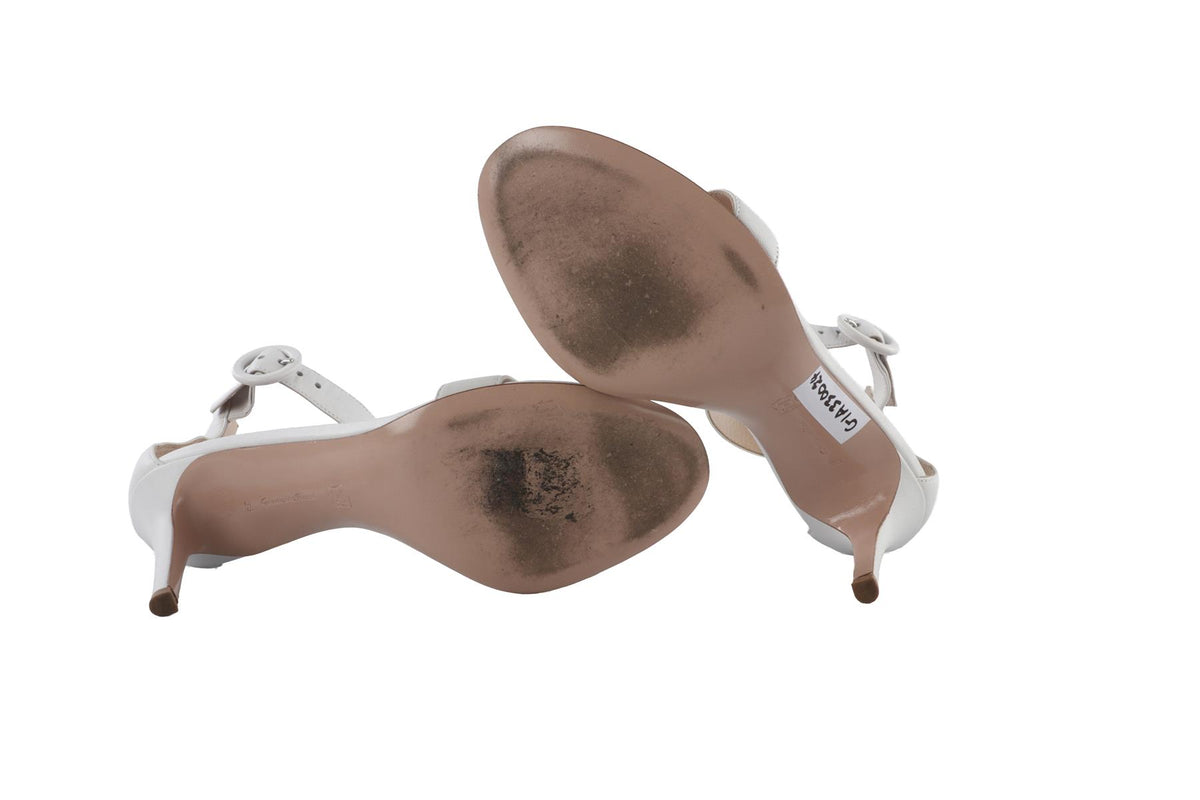 WHITE LEATHER SANDALS