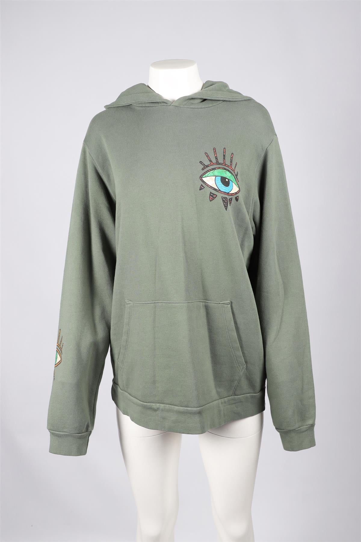 NSF + JACQUIE AICHE GREEN COTTON HOODIE US 4 UK 8