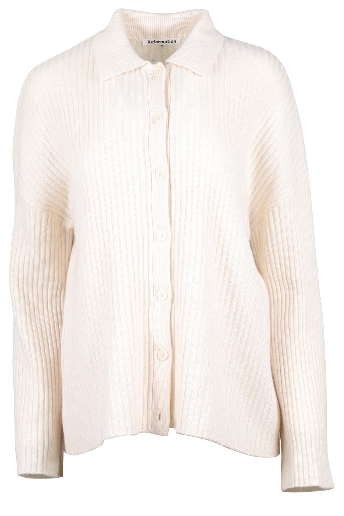 REFORMATION CREAM CASHMERE CARDIGAN XSMALL