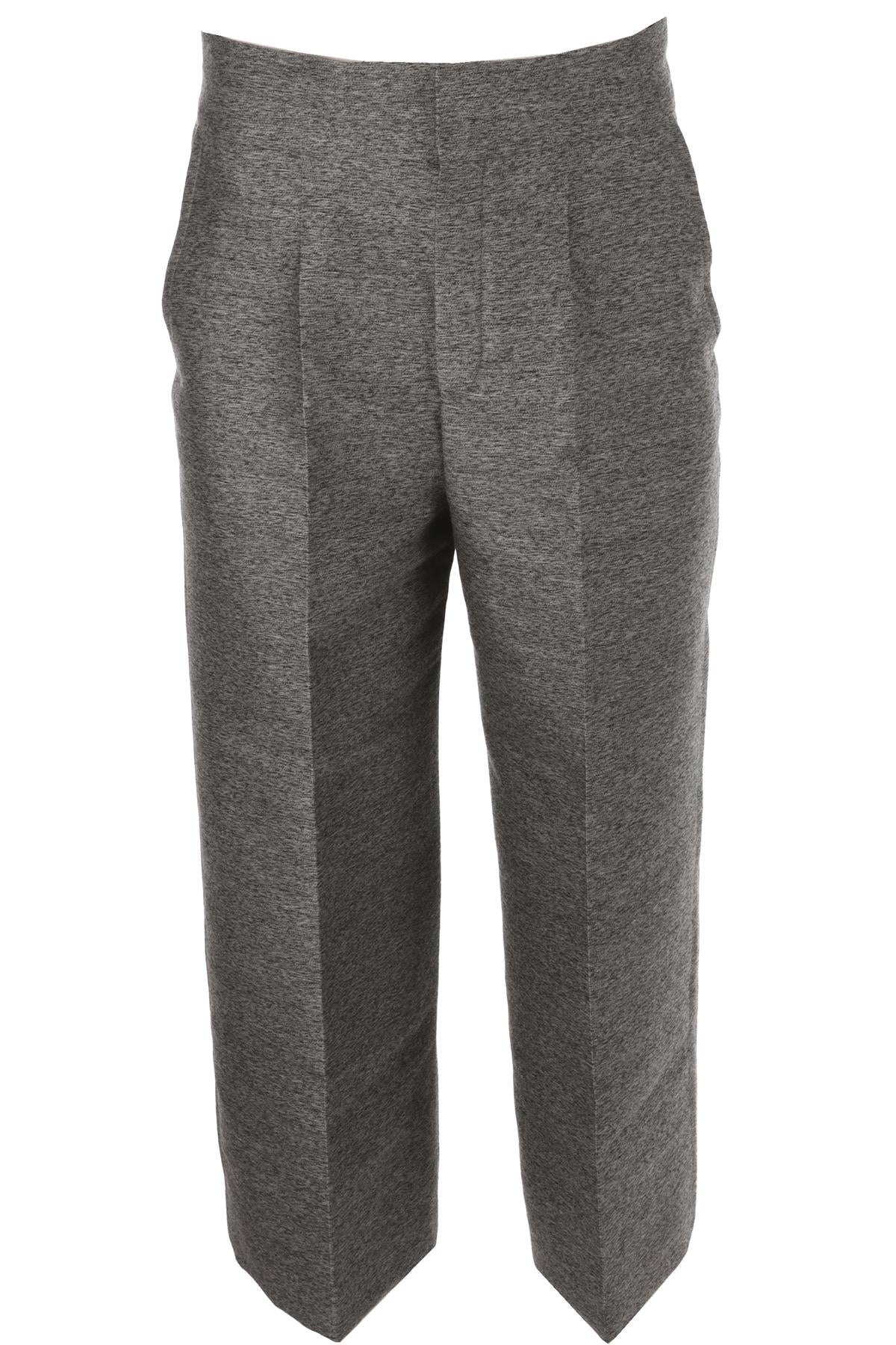 GREY WOOL WIDE LEG PANTS