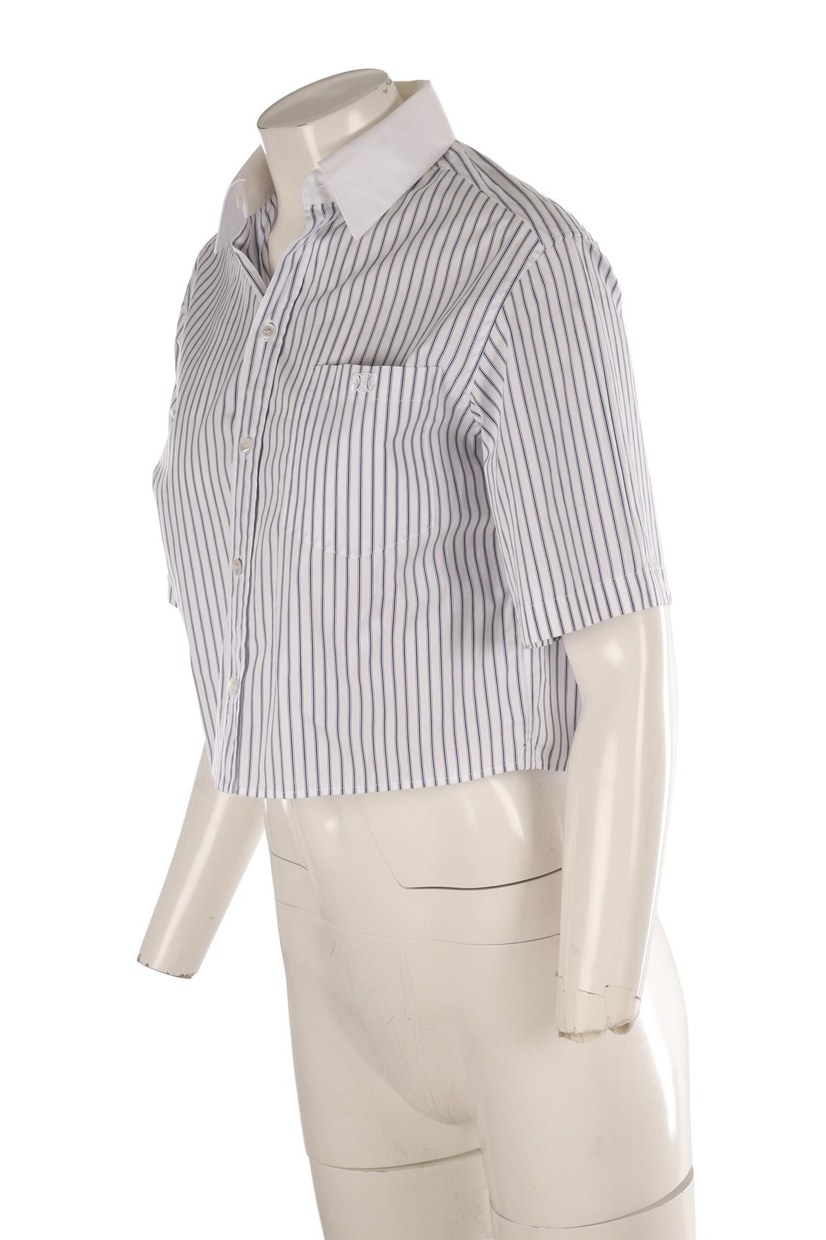CELINE WHITE TRIOMPHE COTTON SHIRT FR 36 UK 8