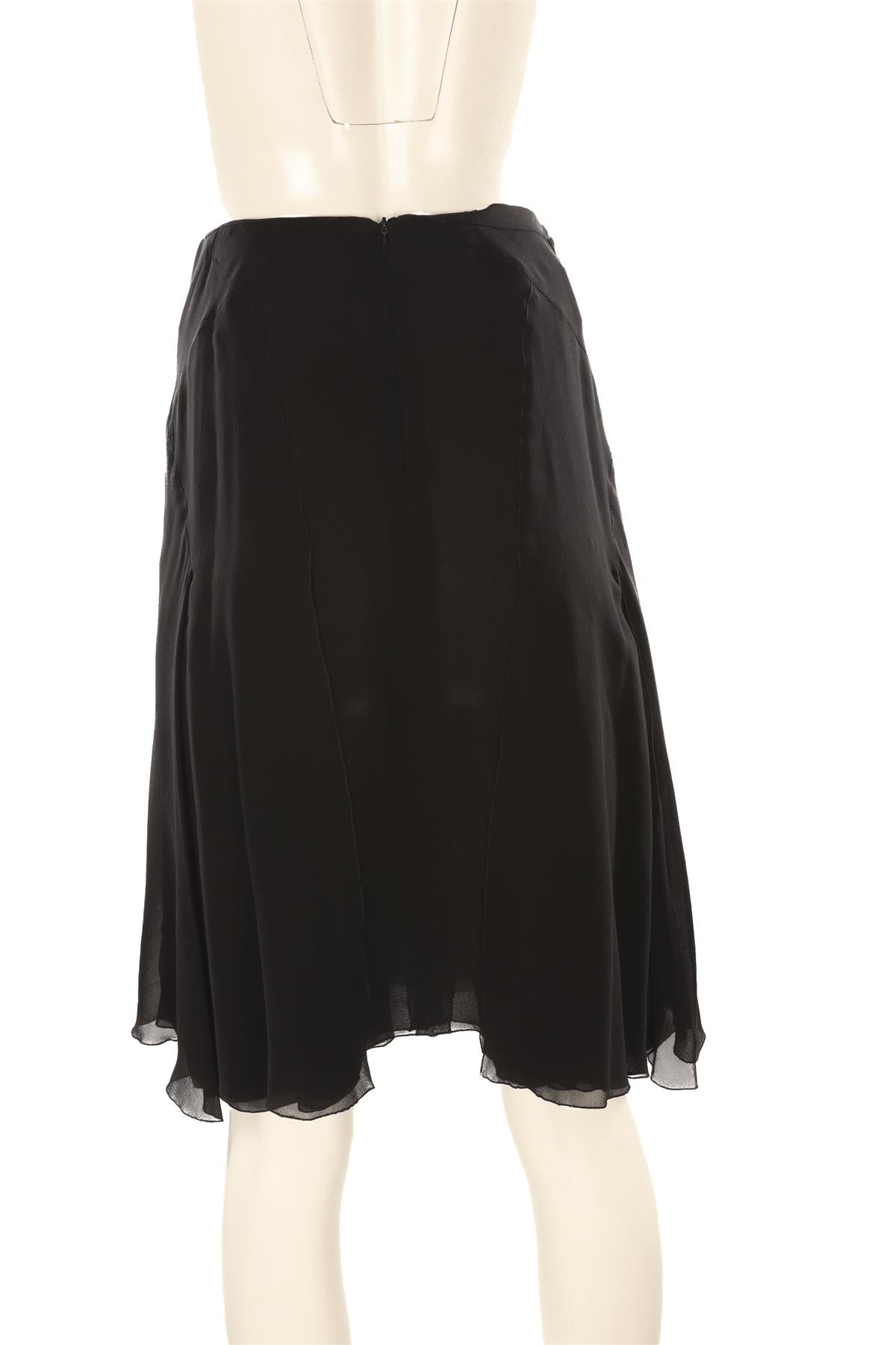 CHANEL BLACK 2000 SILK MIDI SKIRT FR 38 UK 10