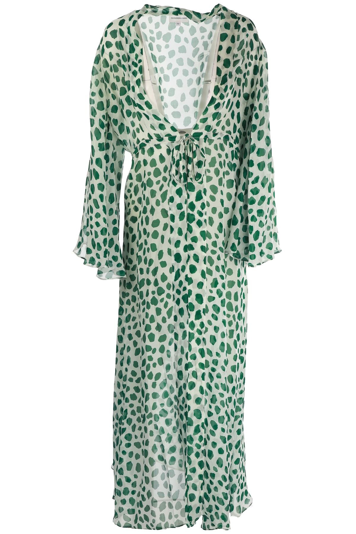 ALEXANDRO MIRO GREEN SILK ROBE SMALL