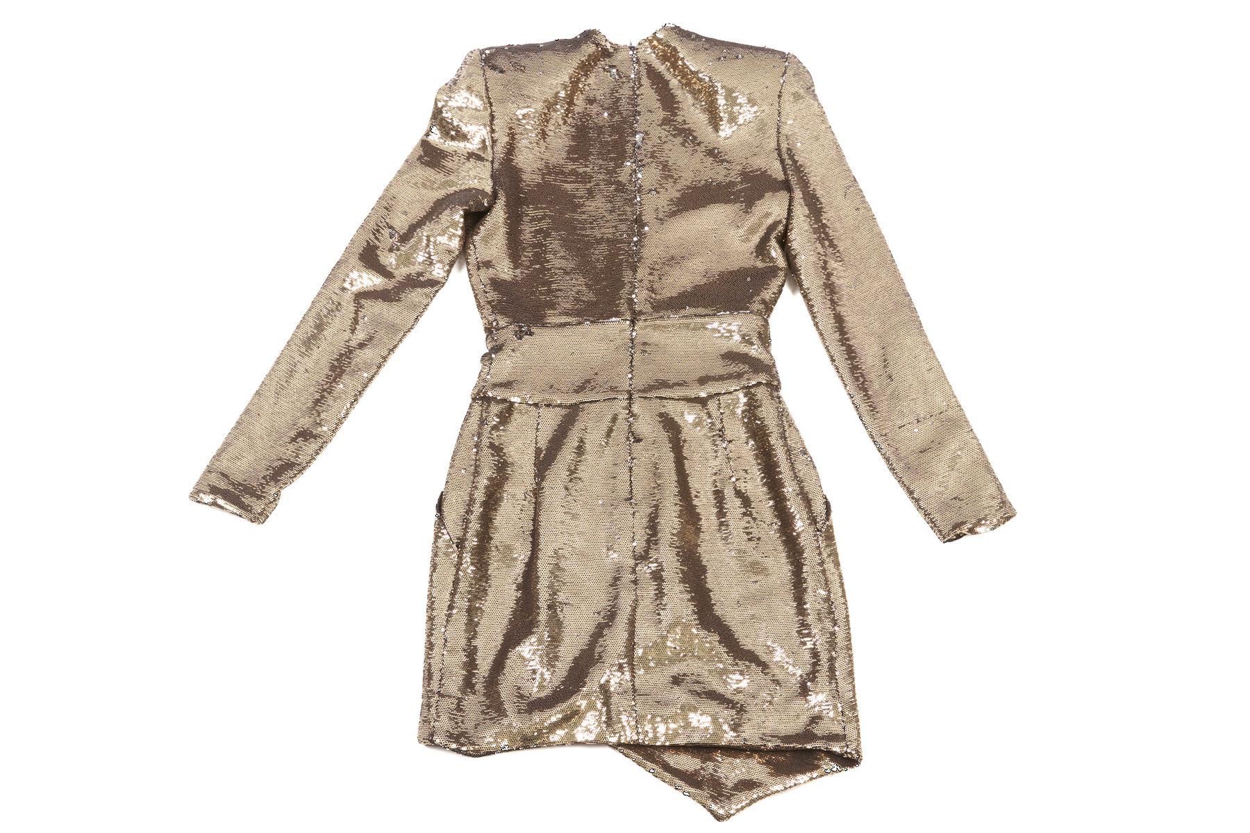 ALEXANDRE VAUTHIER GOLD SEQUIN MINI DRESS FR 36 UK 8