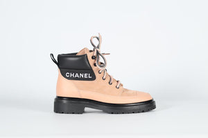 CHANEL 2020 SUEDE AND LEATHER ANKLE BOOTS EU 38 UK 5 US 8