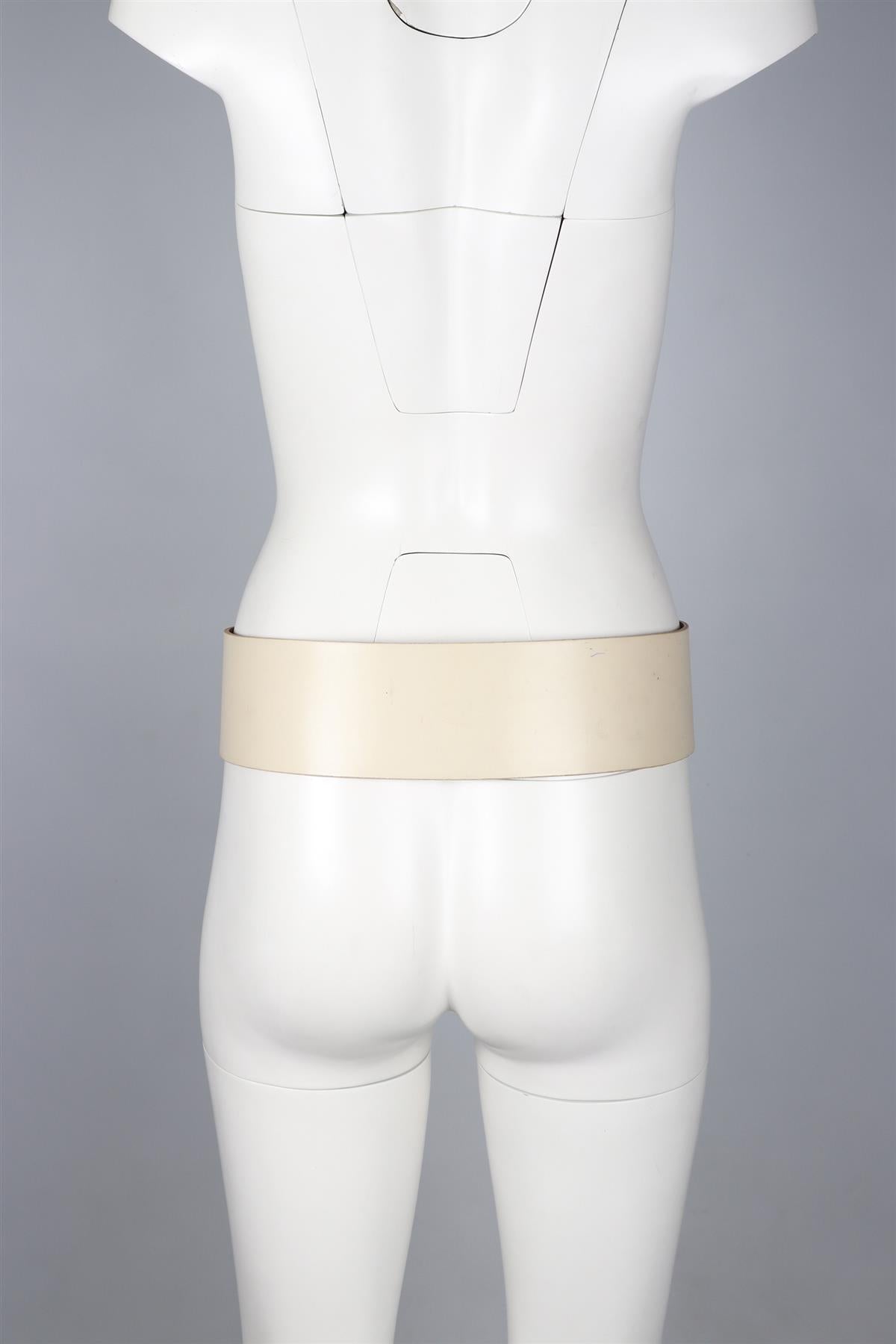 PLEIN SUD CREAM LEATHER WAIST BELT FR 38 UK 10