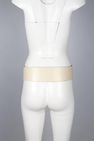 PLEIN SUD CREAM LEATHER WAIST BELT FR 38 UK 10