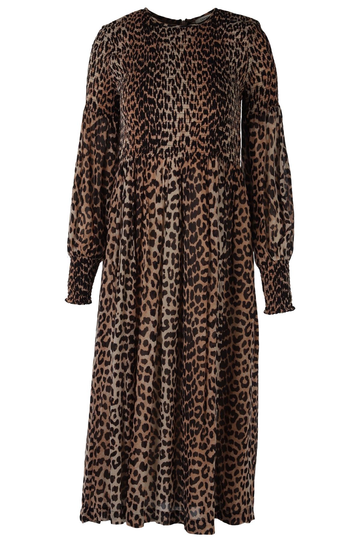 GANNI BROWN CHIFFON MAXI DRESS EU 36 UK 8