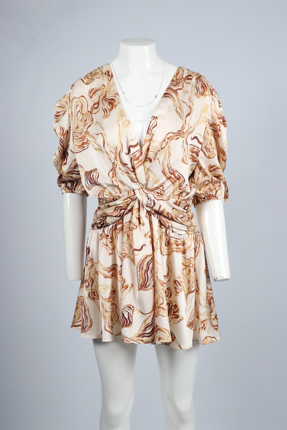 MISA LOS ANGELES BEIGE SATIN MINI DRESS MEDIUM