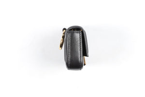 FENDI BLACK NANO BAGUETTE CHARM FF LEATHER CROSSBODY BAG