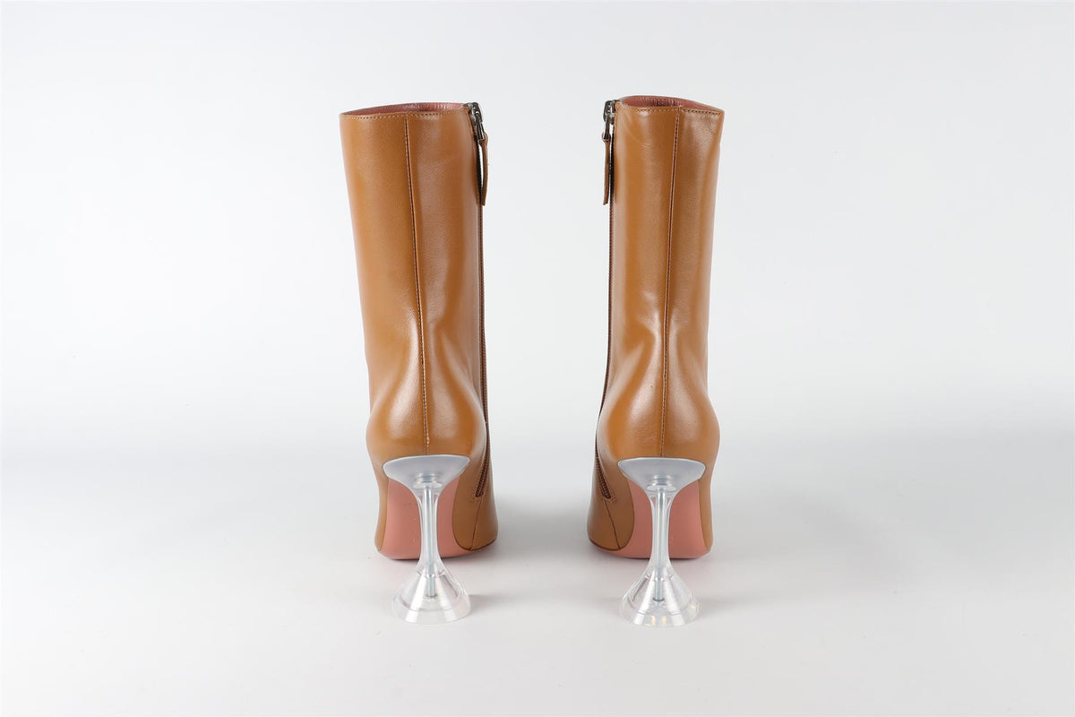AMINA MUADDI BROWN GIORGIA LEATHER ANKLE BOOTS EU 37.5 UK 4.5 US 7.5