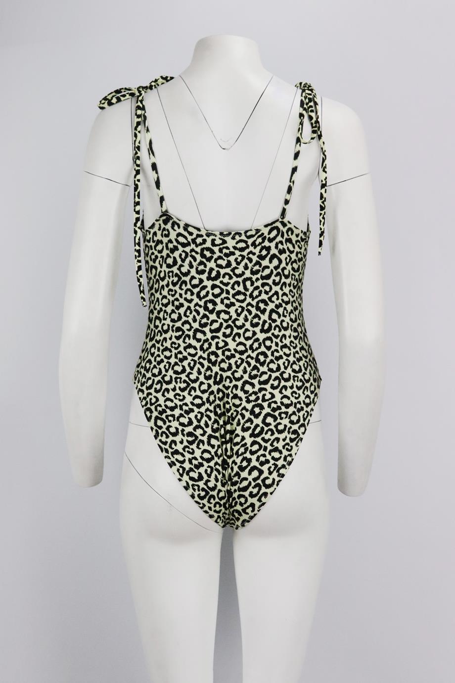SOLID AND STRIPED LEOPARD PRINT STRETCH SWIMSUIT MEDIUM