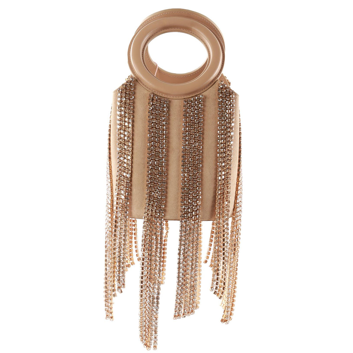 CULT GAIA BEIGE TARYN CRYSTAL AND SUEDE TOTE BAG