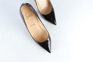 CHRISTIAN LOUBOUTIN BLACK PATENT LEATHER PUMPS EU 37.5 UK 4.5 US 7.5