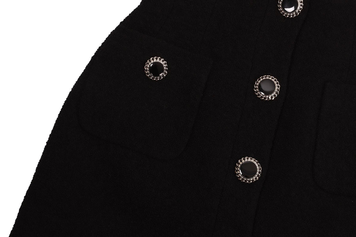 ALESSANDRA RICH BLACK WOOL MINI SKIRT IT 36 UK 4