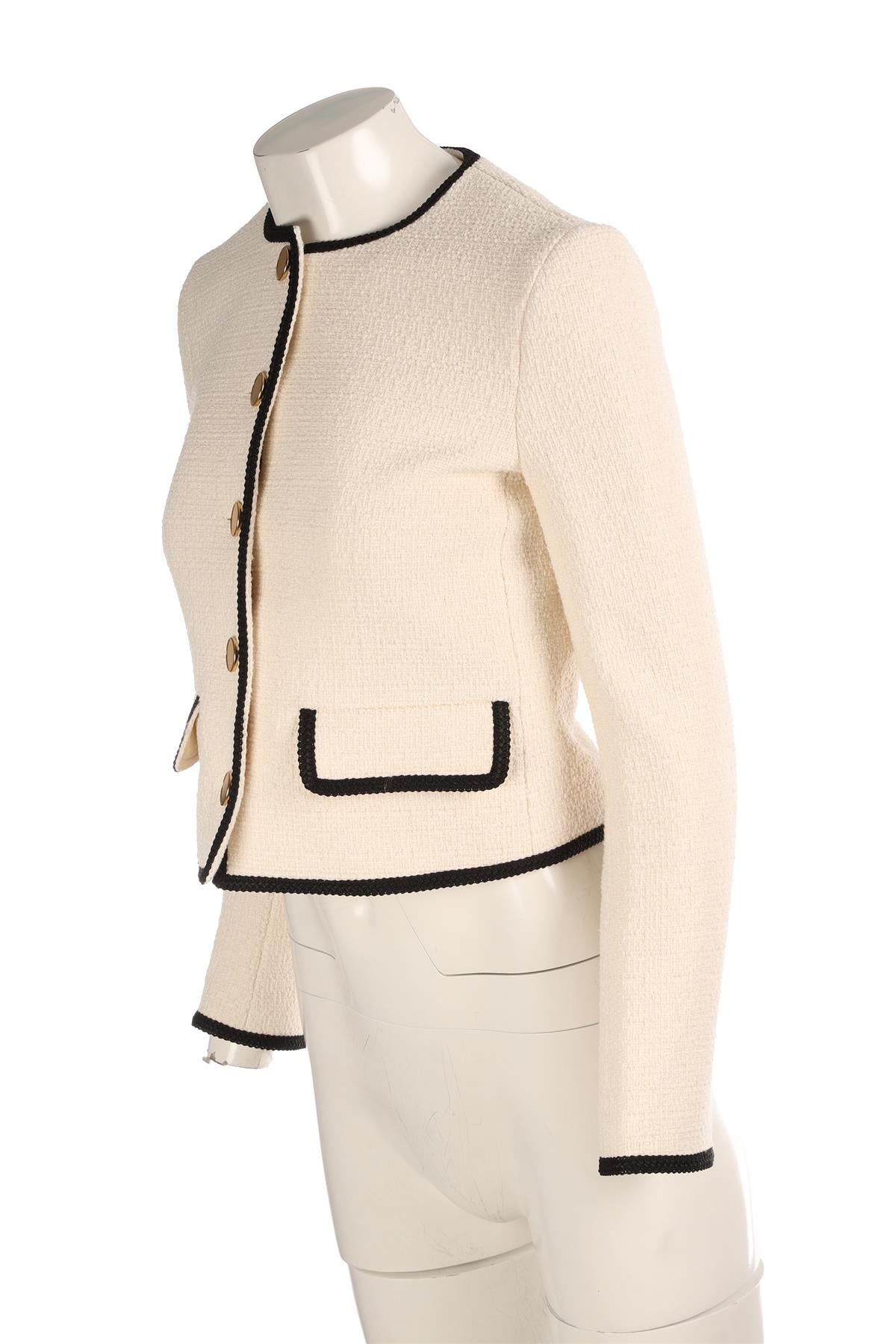 NILI LOTAN CREAM COTTON JACKET US 4 UK 8