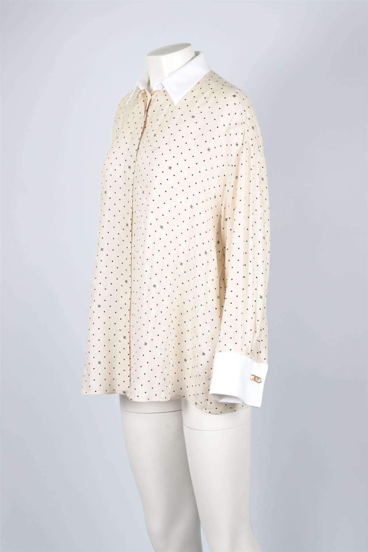 FENDI IVORY FF SILK SHIRT IT 40 UK 8