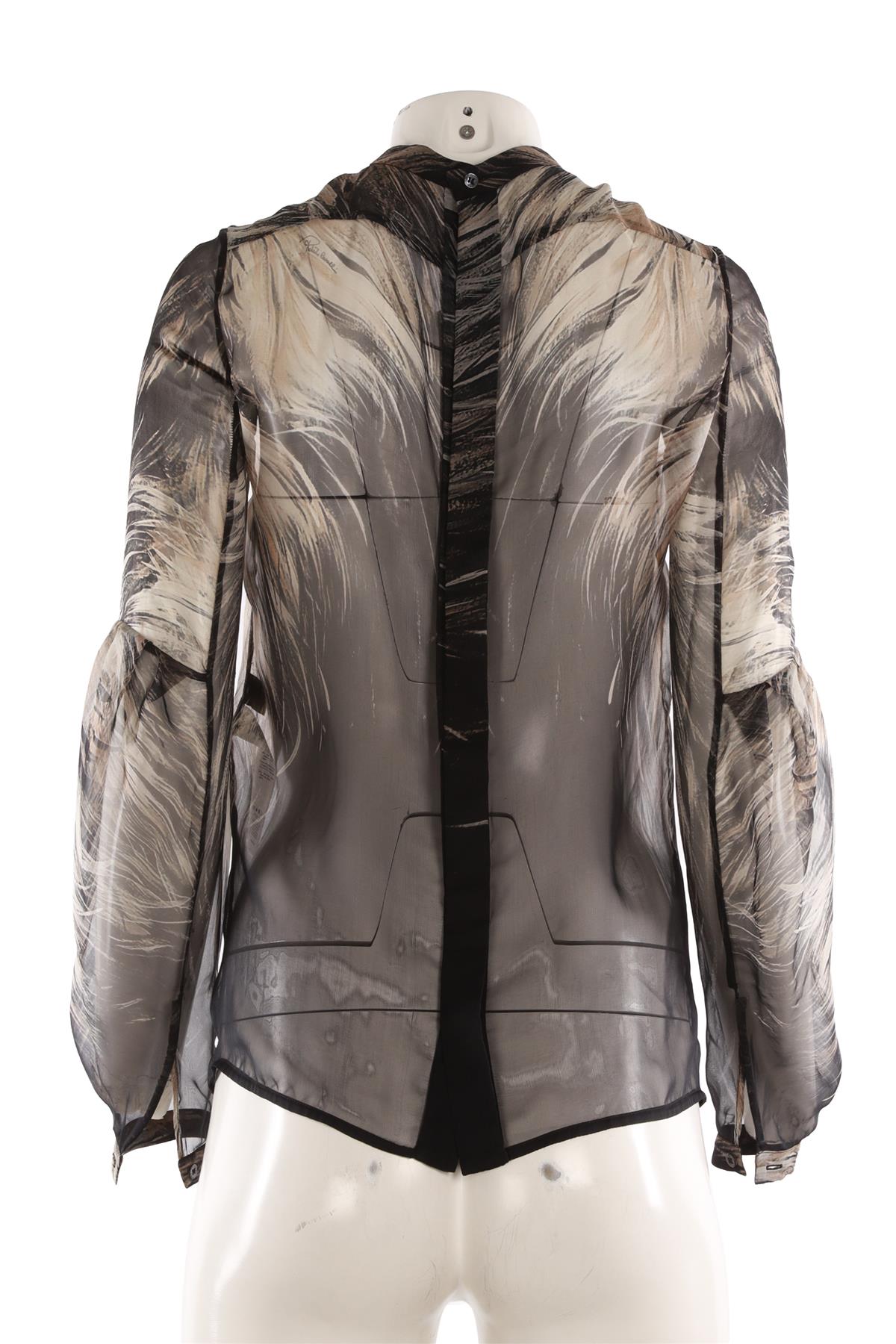 ROBERTO CAVALLI BLACK SILK SHIRT IT 38 UK 6