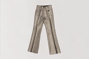 ROBERTO CAVALLI GOLD WOOL FLARED PANTS IT 38 UK 6