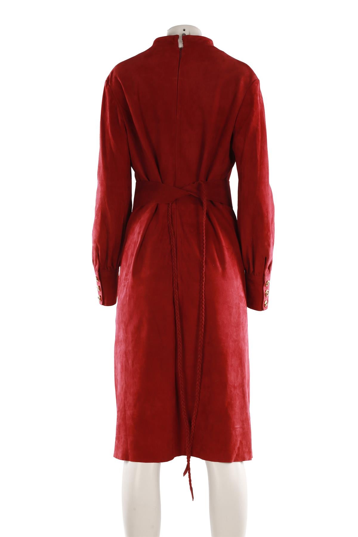 GUCCI RED SUEDE MIDI DRESS IT 42 UK 10