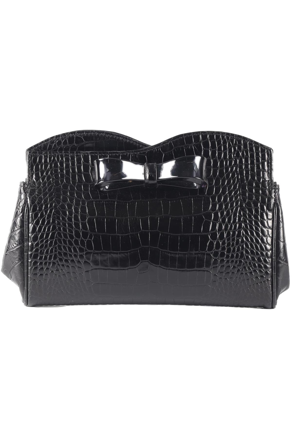 EMPORIO ARMANI BLACK LEATHER CLUTCH