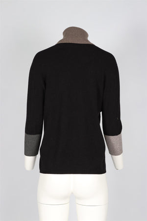 AGNONA BLACK CASHMERE TURTLENECK SWEATER IT 48 UK16