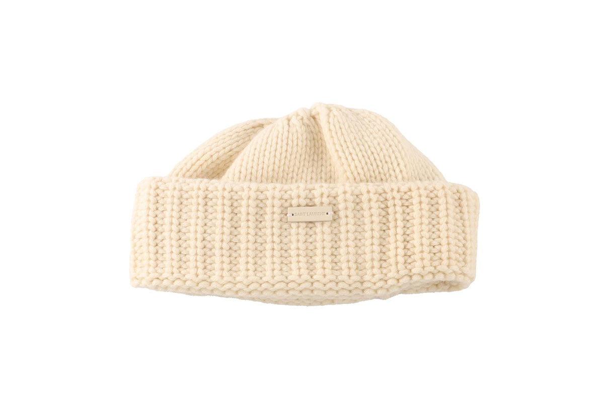 SAINT LAURENT CREAM WOOL BEANIE MEDIUM
