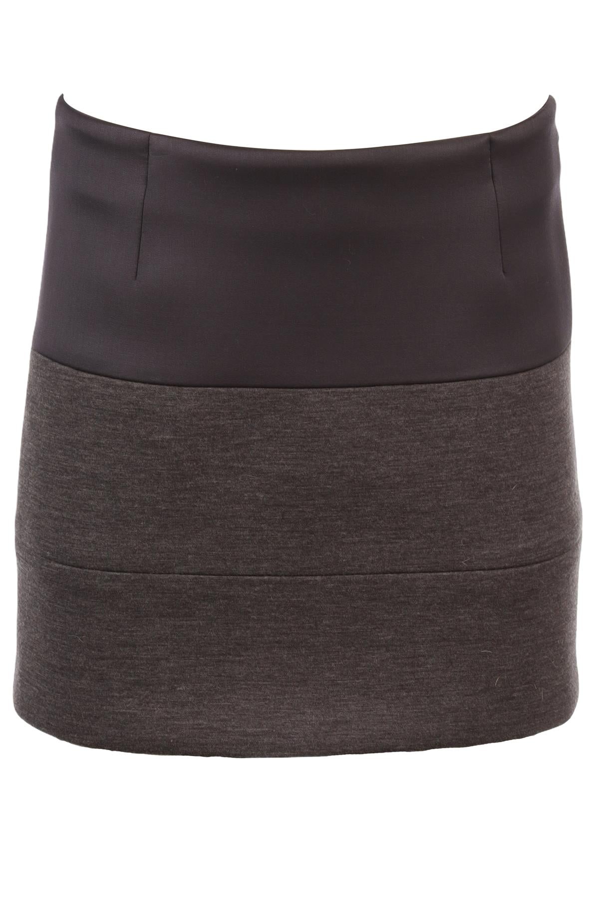 BRUNELLO CUCINELLI GREY WOOL MINI SKIRT IT 40 UK 8