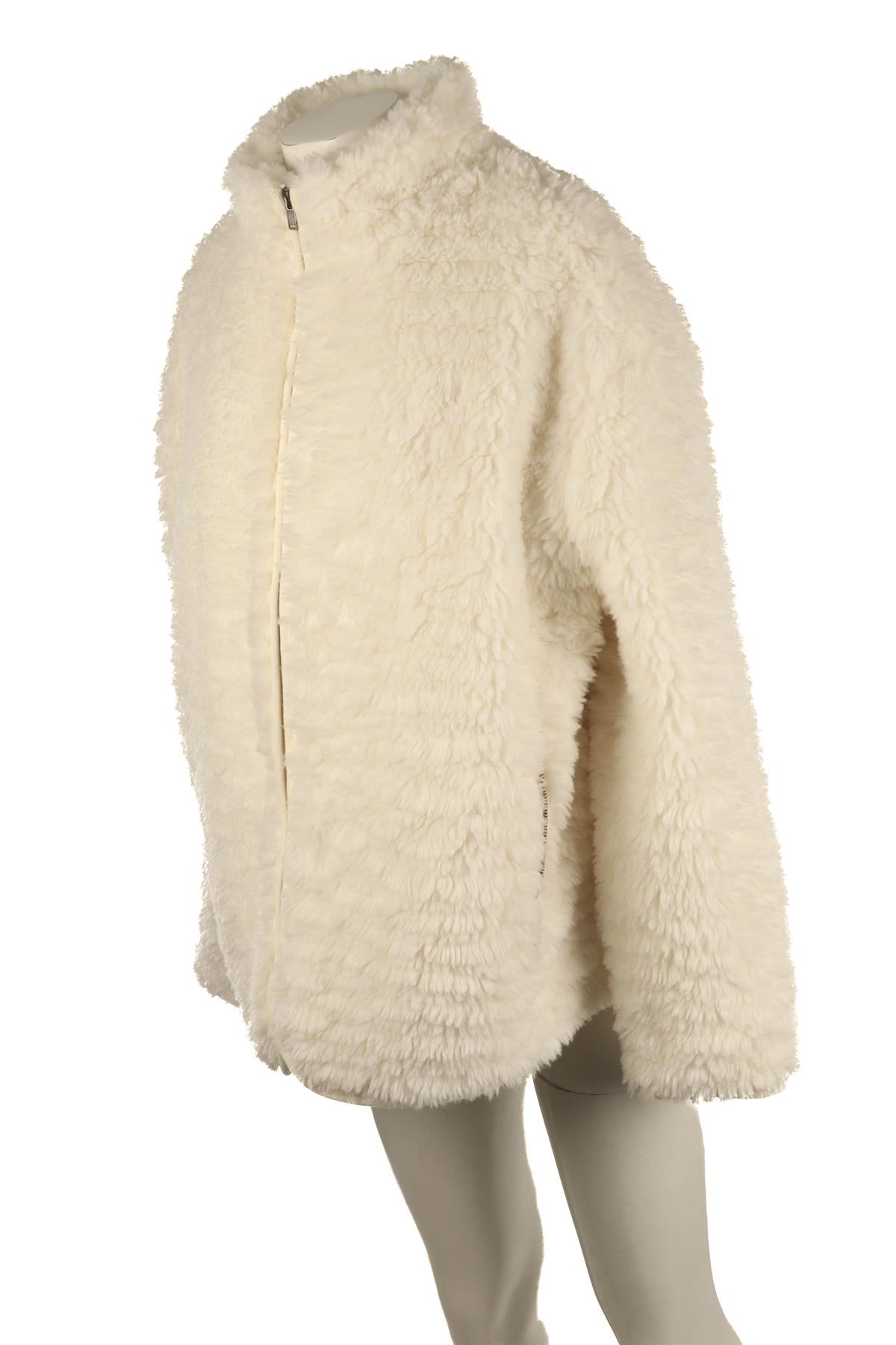 SKIMS WHITE FAUX FUR JACKET SMALL