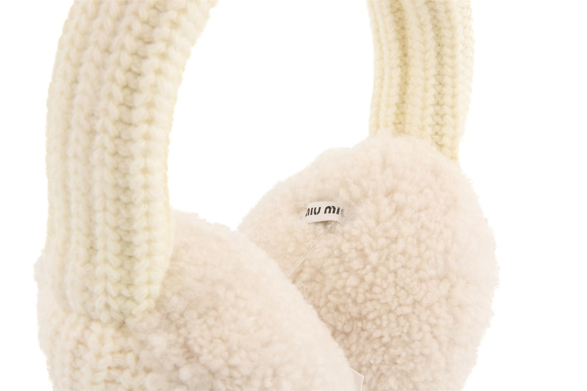 MIU MIU CREAM CASHMERE EAR MUFFS