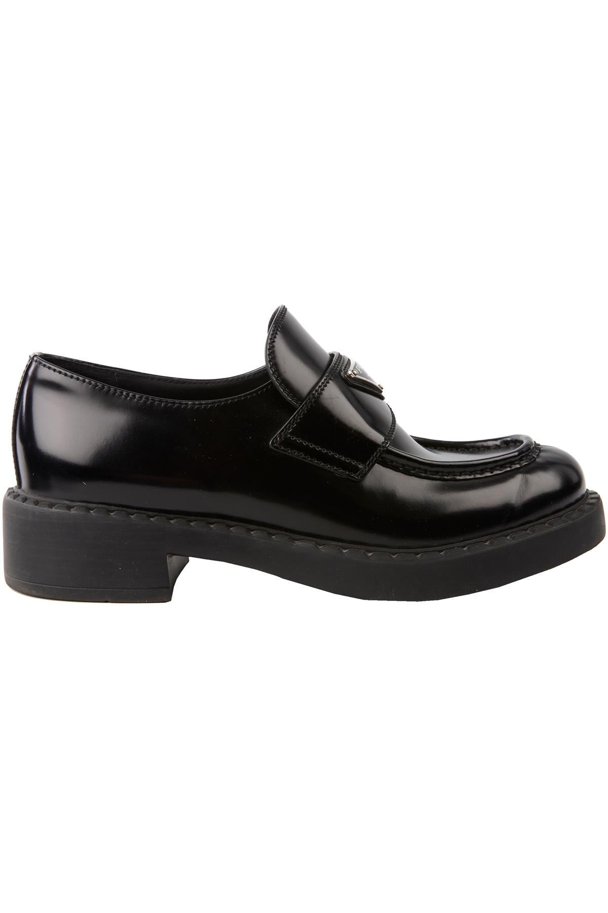 PRADA BLACK LEATHER LOAFERS EU 37.5 UK 4.5 US 7.5