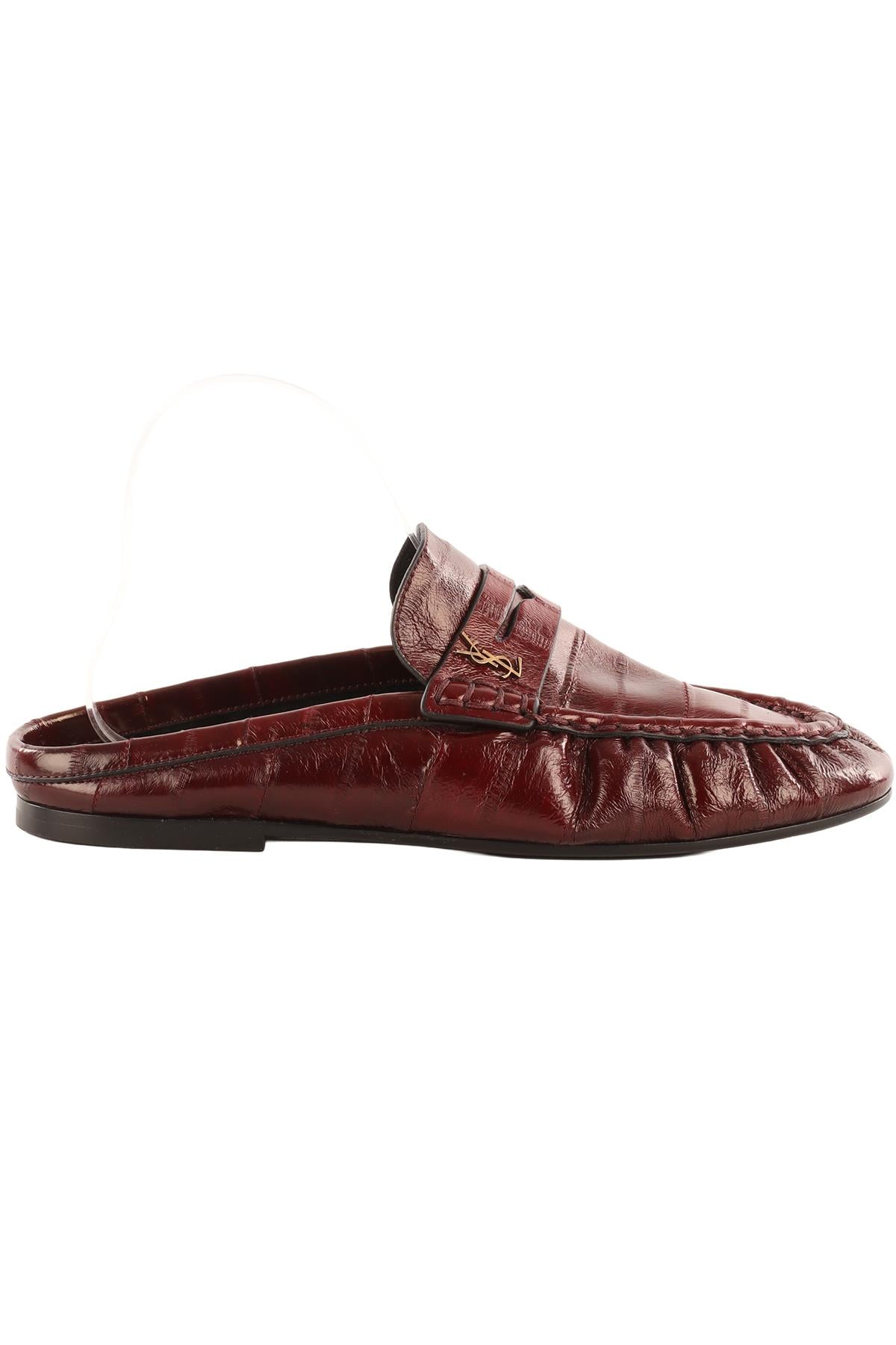 SAINT LAURENT BURGUNDY LE LOAFER LEATHER MULES EU 38 UK 5 US 8