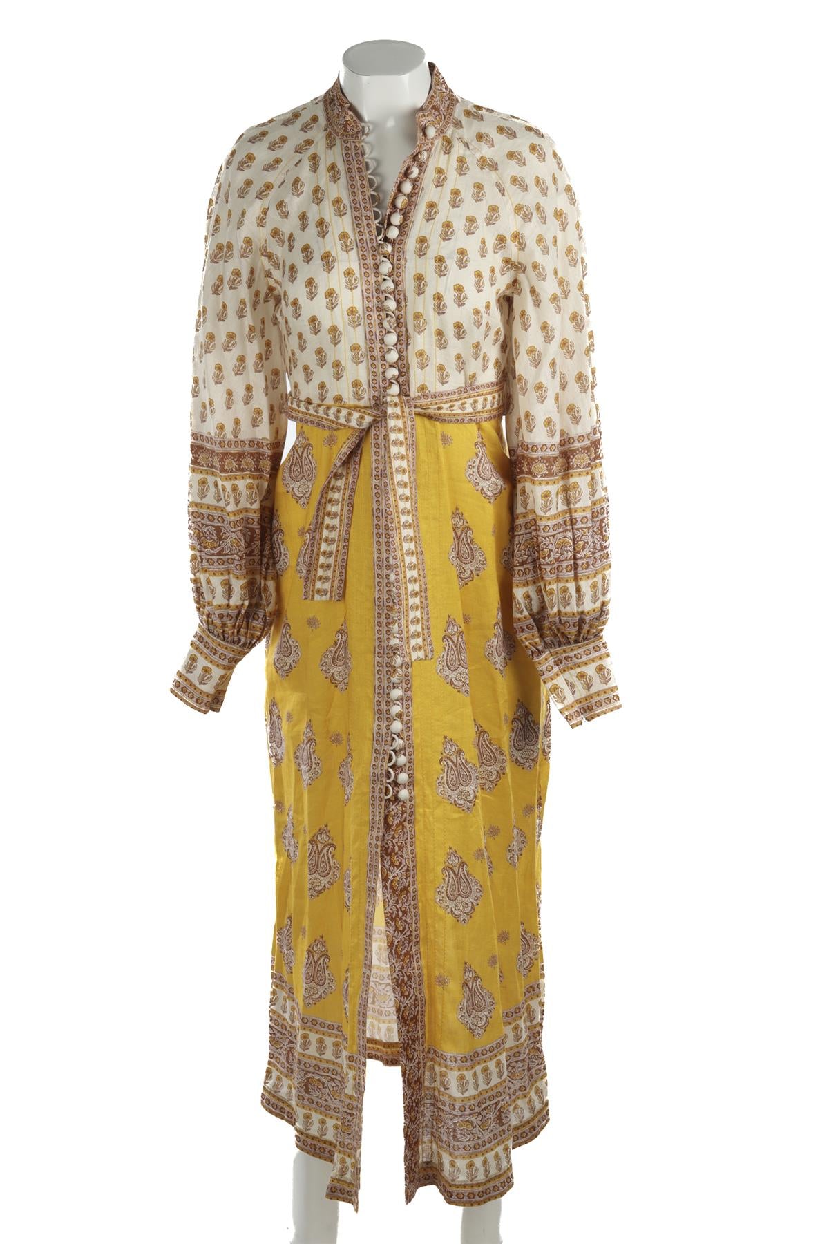 ZIMMERMANN YELLOW LINEN MAXI DRESS UK 10
