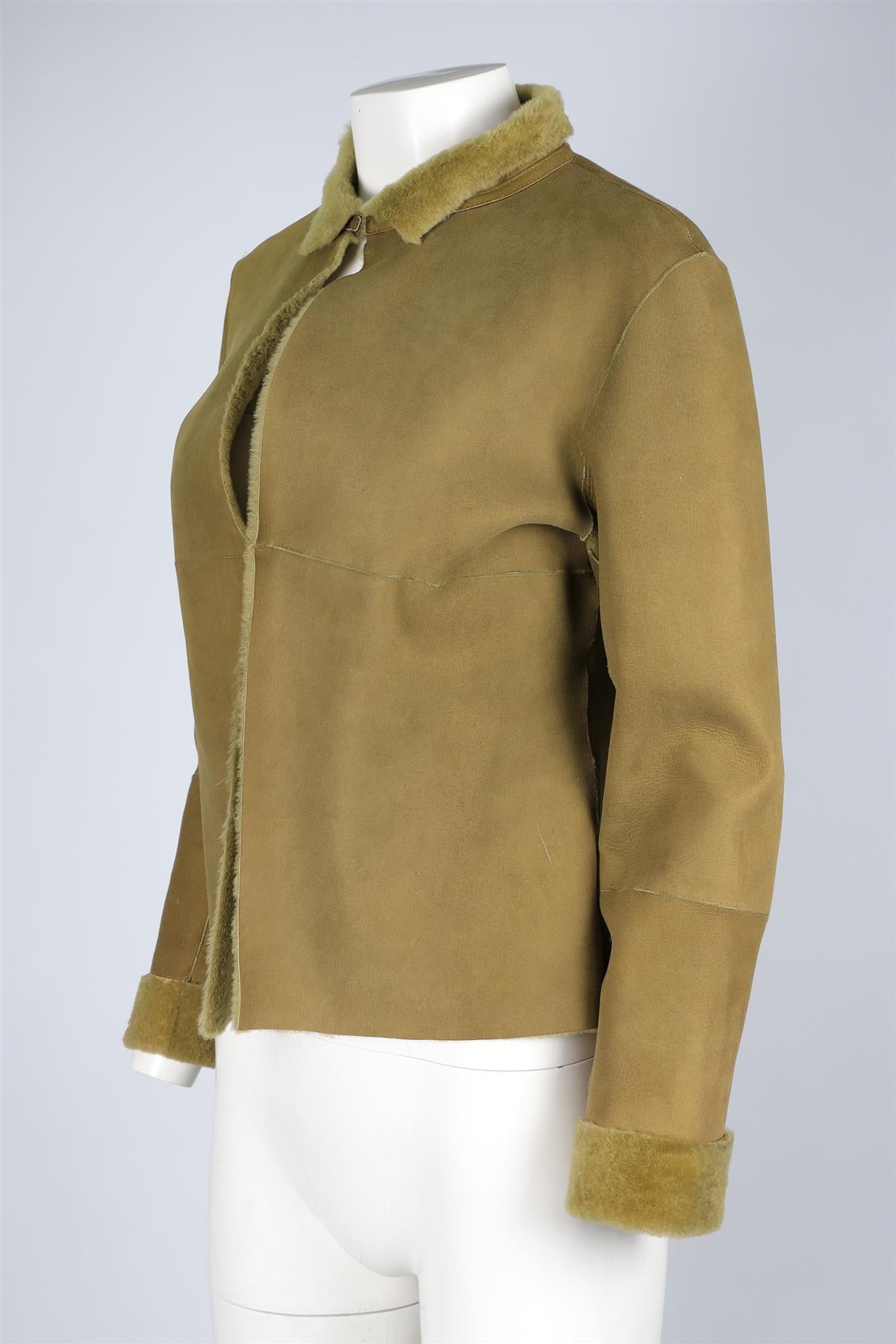 FRANCK NAMANI GREEN SHEARLING AND SUEDE JACKET IT 40 UK 8