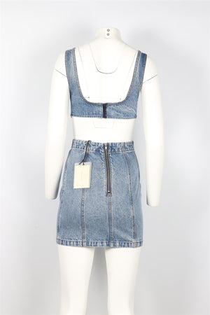 GRLFRND BLUE DENIM MINI DRESS XSMALL