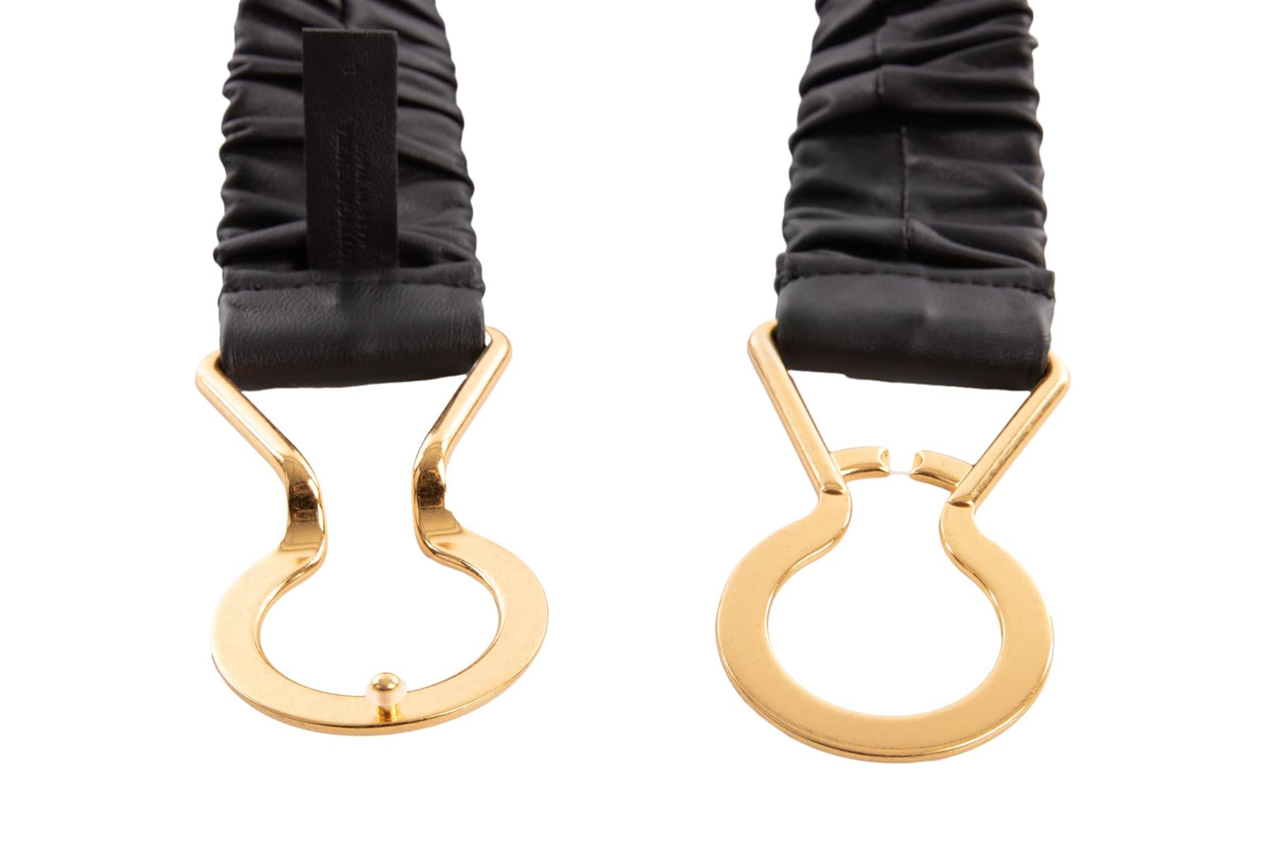 BOTTEGA VENETA BLACK LEATHER WAIST BELT LARGE