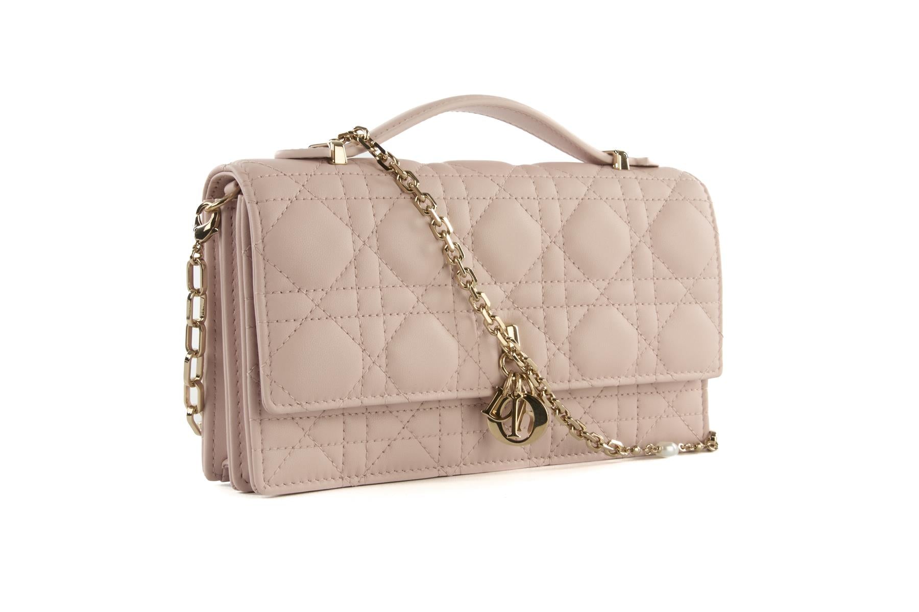 CHRISTIAN DIOR PINK MY DIOR MINI CANNAGE LEATHER CROSSBODY BAG