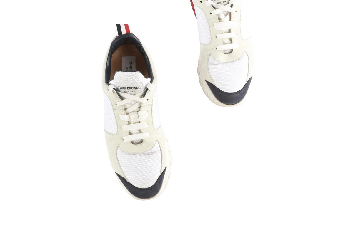 THOM BROWNE WHITE MEN'S SUEDE SNEAKERS EU 43 UK 9 US 10