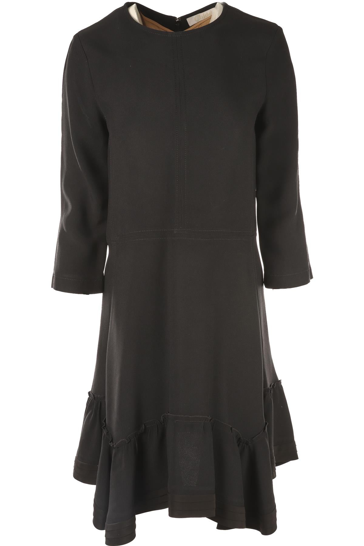 CHLOÉ BLACK CREPE MIDI DRESS FR 38 UK 10