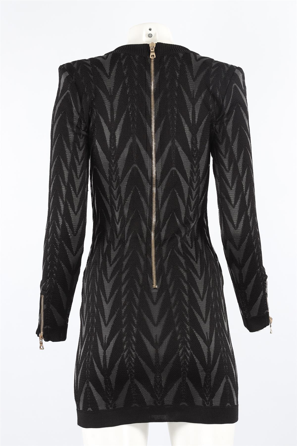 BALMAIN BLACK KNIT MINI DRESS FR 38 UK 10