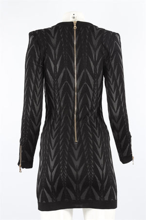 BALMAIN BLACK KNIT MINI DRESS FR 38 UK 10