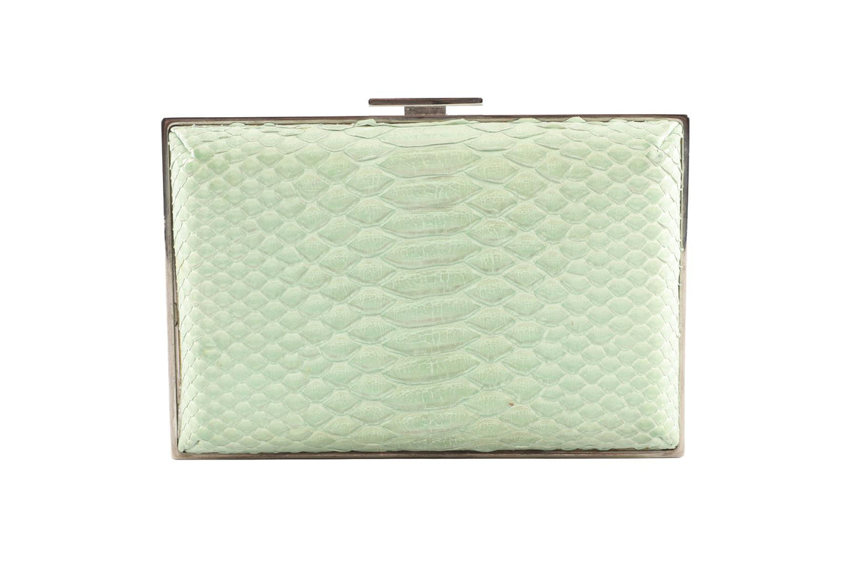 CHANEL GREEN 2012 CC PYTHON CLUTCH