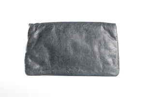 BALENCIAGA GREY GIANT 21 ENVELOPE LEATHER CLUTCH