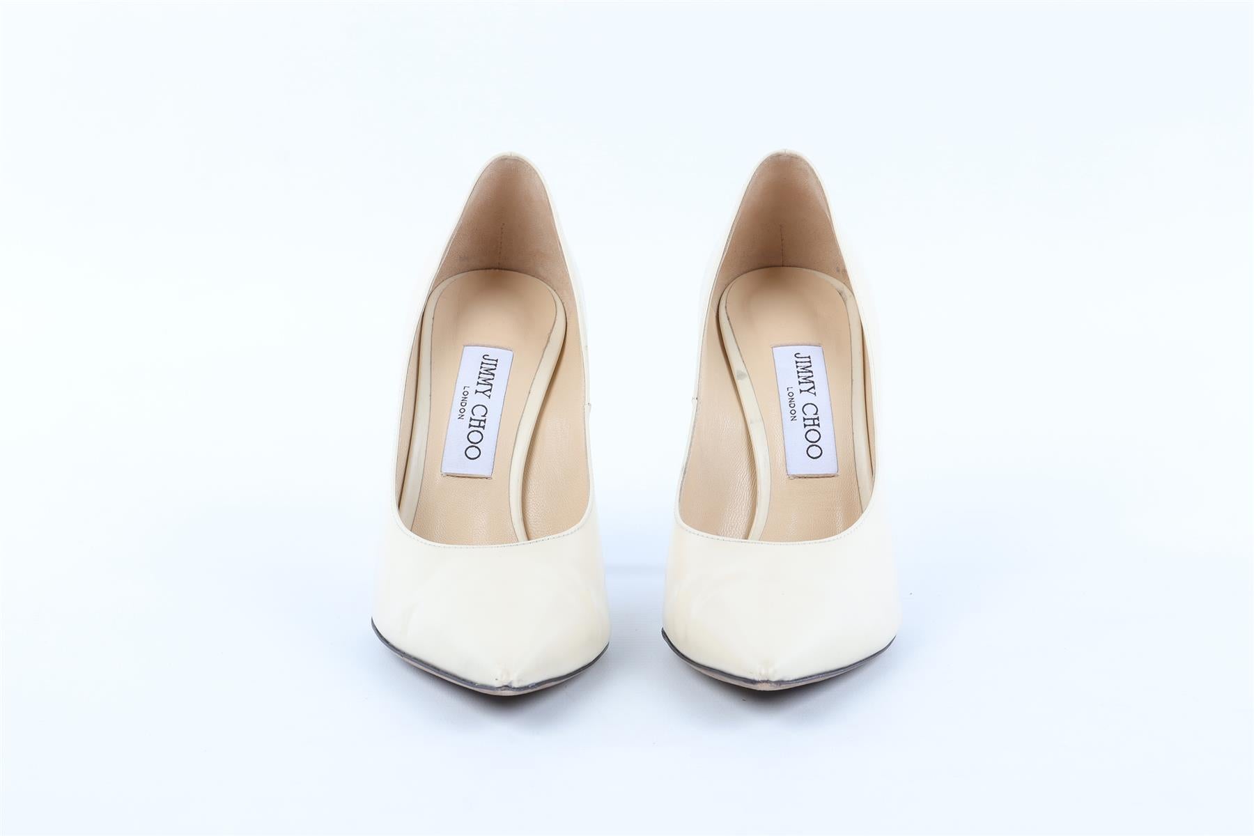 JIMMY CHOO CREAM LEATHER PUMPS EU 38.5 UK 5.5 US 8.5