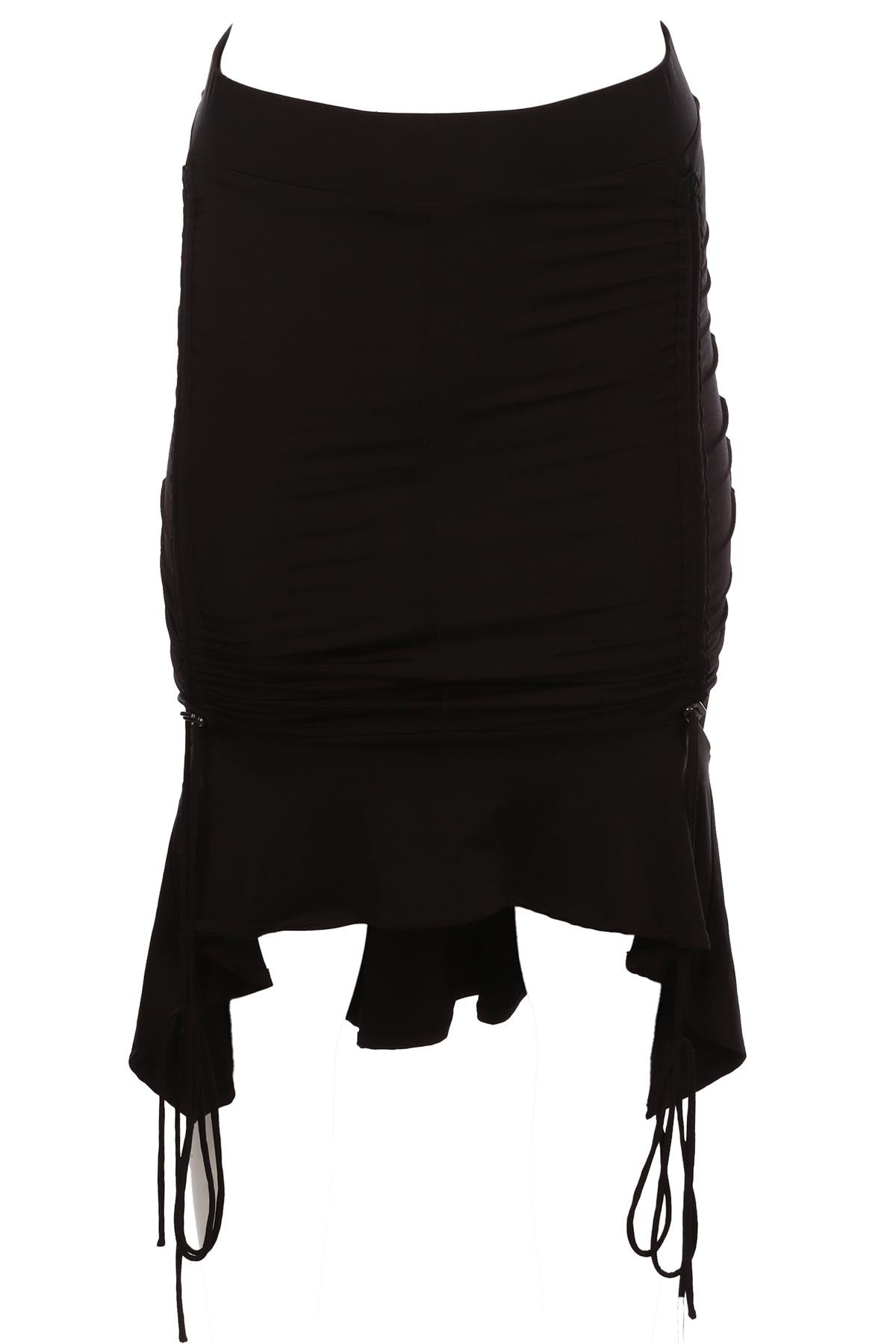 BLACK JERSEY MIDI SKIRT