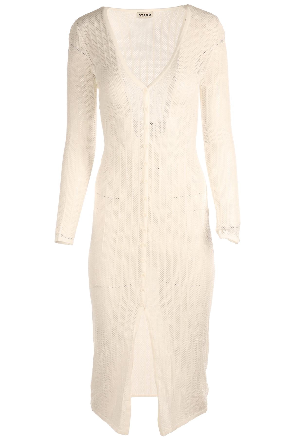 STAUD WHITE KNIT MAXI DRESS SMALL