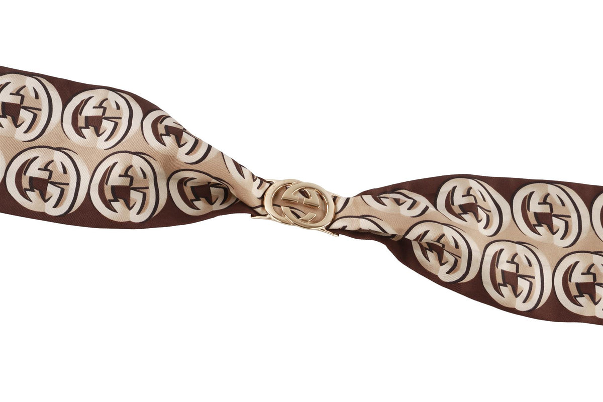 BROWN GG SILK SCARF